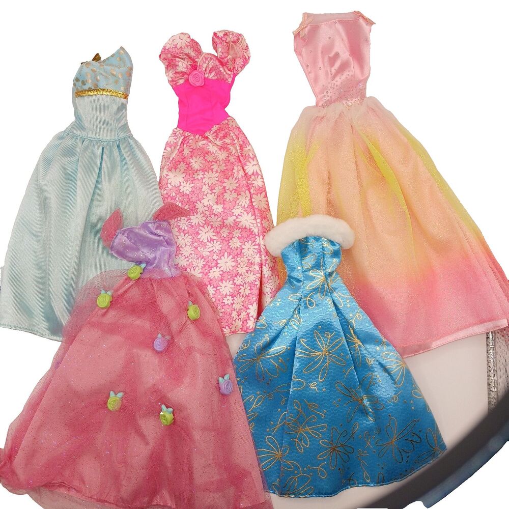Lot of 5 Mattel Barbie Pink Label Tag Gowns Formal Dress 90's-2000's